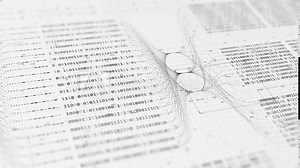 Big data technology and data science abstract background. Data scientist querying. Analysing and visualizing artificial intelligence on virtual screen. AI Data flow concept. Finance neural network ML.