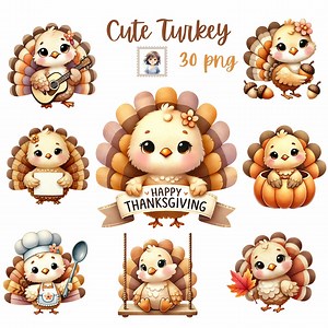 Watercolor Thanksgiving Turkey Clipart Set: 30 PNG Files (digital Download) - Etsy