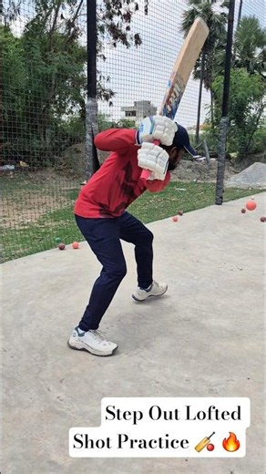 Step Out Lofted Shot Practice 🏏 🔥 | Step Out Lofted Shot Practice With 2 Different Balls #loftedshot