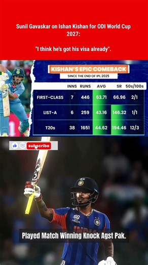 Sunil Gavaskar on Ishan Kishan 😱 | ODI World Cup 2027 Visa Ready? | Ishan Kishan Epic Comeback