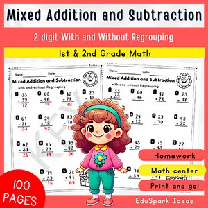2 Digit Mixed Addition and Subtraction with and without Regrouping Worksheets