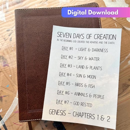 Bible Creation Loaded Bible Printout | Days of Creation | PDF Print | Tip in | Bible Study Binder DIY | War Binder | Bible Tip In - Etsy