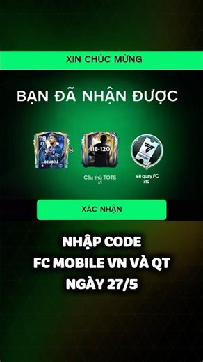 Nhập Code FC Mobile Sever Việt Nam Và Quốc Tế Mới Nhất Nhận Quà 🎁 #fcmobile #codefcmobile