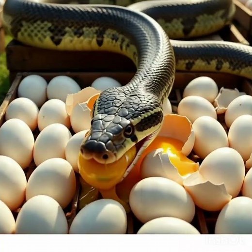 Python eating farm eggs