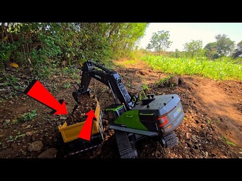 New Model RC Excavator Huina 1593 & Huina 1536 Dump Truck Scania Big Truck Loding