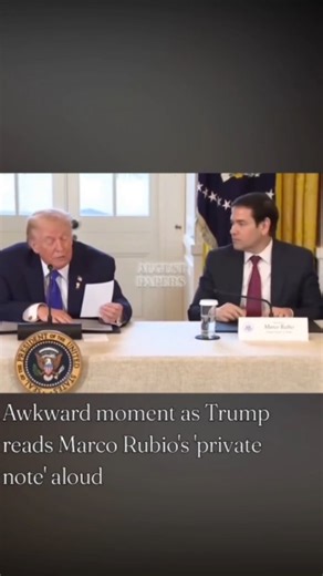 DAP - Daily August Papers on Instagram: "Trump Puts Rubio On Spot, Reads Private Note Aloud At White House MeetingTrump, who was seated between him and Vice President JD Vance, acknowledged it, saying, "Marco just gave me a note," and began reading it aloud to the room. #Trump #MarcoRubio #WhiteHouseDrama #USPolitics #ViralPolitics"