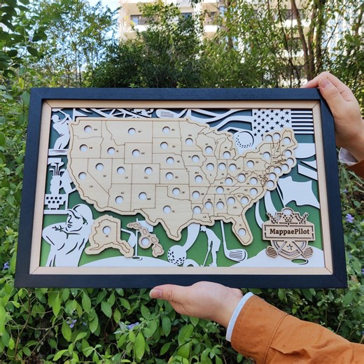 Golf Course Map, Golf Course Travel Map, Golf Bucket List Tracker, Retirement Gift, Birthday Gift, Golf Map, Golf Gifts, Gift for Golfers - Etsy UK