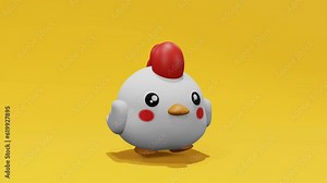 Chicken walk animation, sketchy illustration style. Animated cute little chicken walk, loop