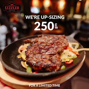 It's time for Sizzler's Beef Fajita, and we're up-sizing your 250gm meal to 350gm for a limited time. This offer is available for delivery from all our branches Order online only from Maadi branch https://sizzleregypt.com/ *You can order from City Stars, Cairo Festival City Mall and Mall of Egypt branches through the phone *Terms & conditions apply #SizzlerSteakHouse | Sizzler Steak House