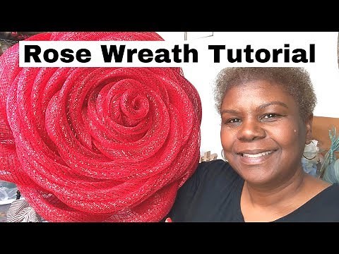 How to Make a Red Rose Deco Mesh Wreath - Step by Step Tutorial