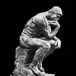 The Thinker statue: Hand on chin or forehead?