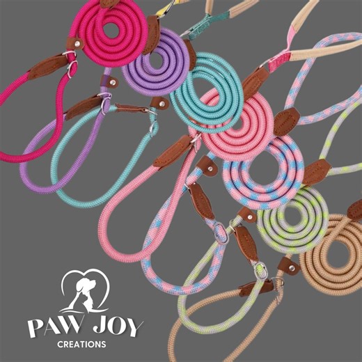 Premium Rope Dog Leash – Slip Lead With Leather Accents – Duty Slip Lead Dog Leash Durable Dog Rope Training Leash - Etsy