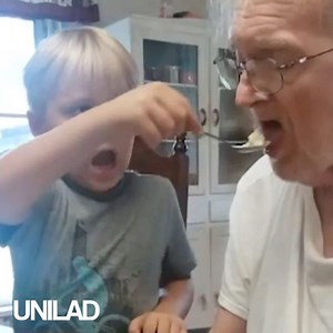 This little guy feeding his grandfather who suffers from Alzheimer's disease will put those daily minor annoyances into perspective! ❤😭 | UNILAD