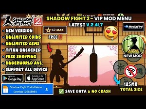 Shadow Fight 2 Mod Apk VIP🔥 | 52 Max Level | Unlimited Money And Gems | SF2 New