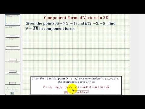 Ex: Find the Component Form of a Vector in Space Given the Initial and Terminal Point