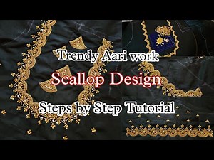 Trendy & unique aariwork design | scallop pattern | step by step tutorial for beginners | Aariwork