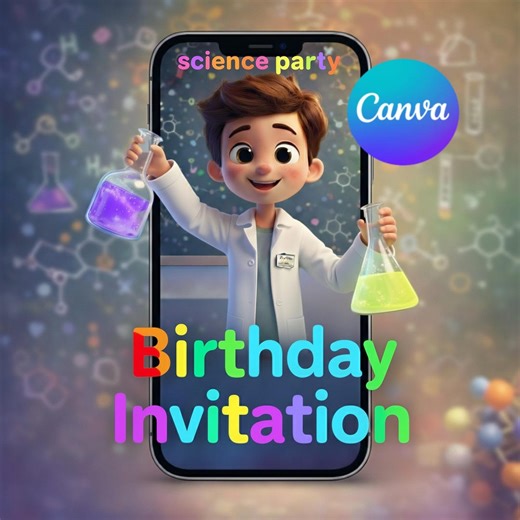 Editable Mad Science Birthday Invitation Video, Kids Science Party Invitation, Animated Scientist Boy, Canva Template, Digital Download - Etsy