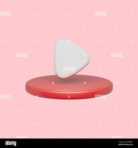 3d simple play video or audio icon isolated illustration on pastel red background. Hight quality realistic 3d render Stock Photo - Alamy