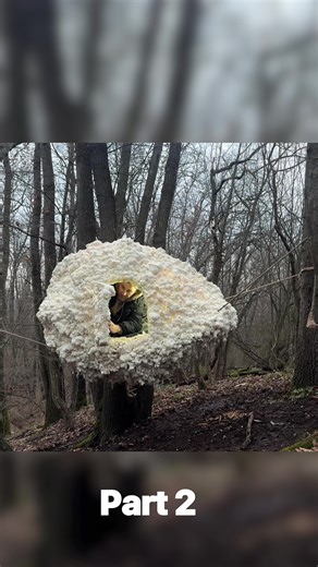The warmest house in the forest made of polyurethane foam ! Crazy bushcraft #bushcrafting #bushcraft #survival #dugout