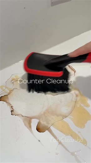 TatiCleans|Asmr 🫧 on Instagram: "Messy counter cleanup. Left the coffee pot leaking all day so now gotta clean up this filthy mess using soapy brush cleaning asmr #cleantok #cleaningasmr #satisfyingclean #soapyasmr #asmrcleaning"