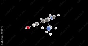Serotonin molecule, rotating 3D model of monoamine neurotransmitter, looped video on a black background