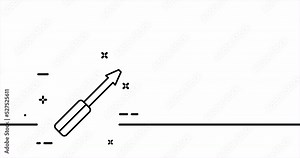 Setting. Setup, configuration, development, gear, tool, screwdriver, pencil, website. Installation concept. One line drawing animation. Motion design. Animated technology logo. Video 4K