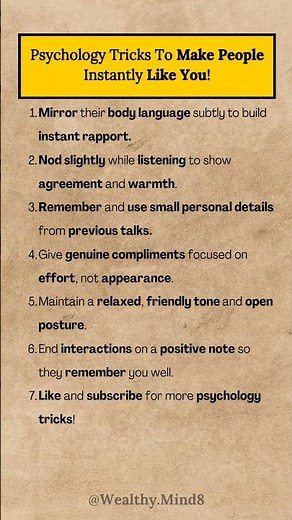 7 Psychology Tricks To Make People Instantly Like You! #PsychologyHacks #Influence
