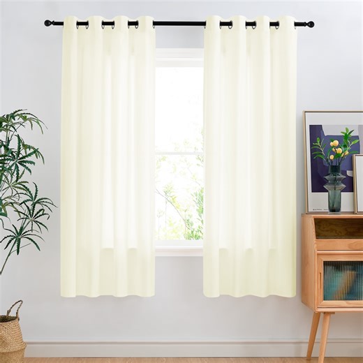 NICETOWN Non-See-Through Privacy Sheer Curtains, Sheer Curtains Light Filtering Window Curtains Drapes for Bedroom Living Room, Beige, 52"x72", 2 Panels