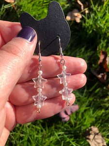 Beaded Star Dangle Earrings - Etsy UK