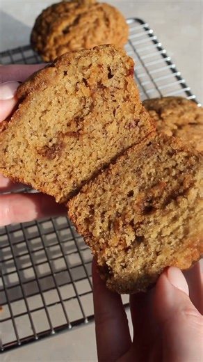 Banana Biscoff Muffins! 🍌 These are fluffy muffins with Biscoff layered and swirled right in! They are amazing! Find the full recipe in the comments below OR comment RECIPE to get it sent directly to your inbox ☺️ | Taffey Bakery