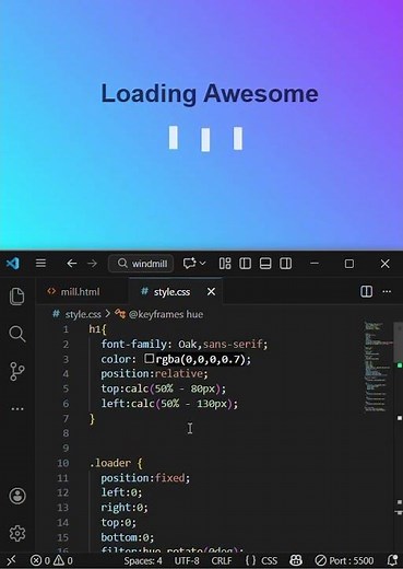 How to create loading awesome in HTML and CSS by using VS code.