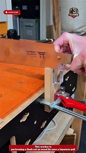 Precision Flush Cut Technique Using Japanese Pull Saw for Clean Wood Finishing