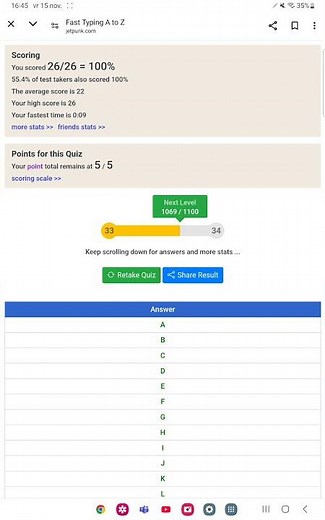 Fast typing A to Z - jetpunk