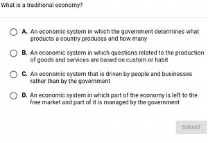 What is a traditional economy?A. An economic system in which ... | Filo