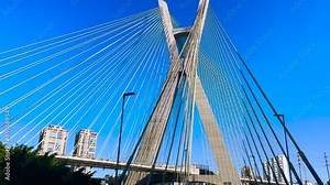 Suspension bridge. Cable-stayed bridge in the world. Sao Paulo city, Sao Paulo state, Brazil.