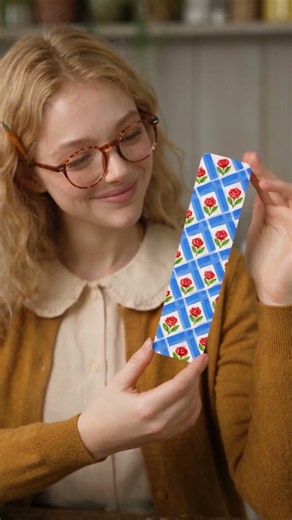 DIY Watercolor Bookmark with Blue Plaid and Red Roses