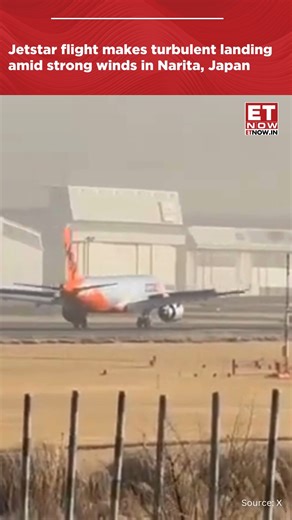 A Jetstar A321 flight made a turbulent landing at Narita airport in Japan amid strong cold winds. #narita #japan #jetstar #ETNOW | ET NOW