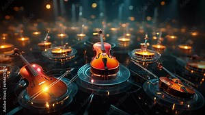 An abstract orchestra of instruments, with each one symbolizing a control parameter, playing in perfect harmony and synchronization to achieve the ultimate performance of the adaptive control