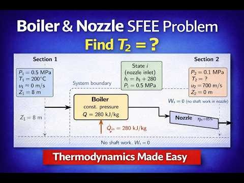 SFEE Applied to Boiler and Nozzle | Step-by-Step Thermodynamics Problem