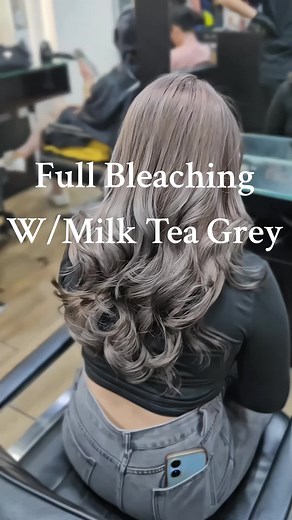 Cuba Gaya Rambut Milk Tea Grey dengan Full Bleaching