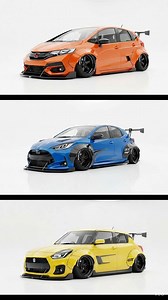 Honda Jazz RS vs Toyota Yaris Hybrid vs Suzuki Swift Sport #HondaJazz #ToyotaYaris #SwiftSport #HotHatch #CompactCar #Widebody #Group5 #JDM #Hybrid #CarTuning | Car Culture Ai
