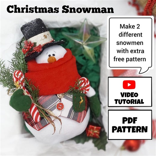 Christmas Snowman Plush Sewing Pattern: DIY New Year Gift (PDF Pattern) - Etsy