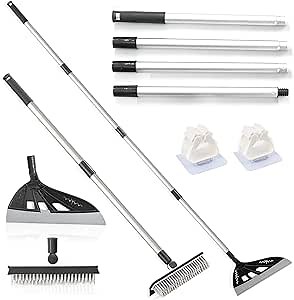 Magic Broom Sweeper, Multifunction Silicone Broom, Household Squeegee Broom for Floor Cleaning, Bathroom, pet Hair, Dog Broom Brush Set Black