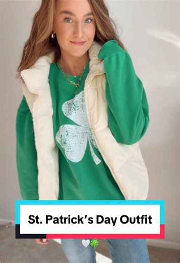 How cute is this shamrock sweatshirt for a St. Patrick’s Day outfit?! Only 8 weeks away! #stpatricksdayoutfit #stpaddysdayoutfit #stpatricksdayshirt