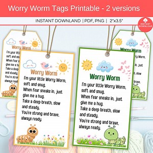 Worry Worm Tags, Printable Labels for Crochet Worms, Anxiety Relief Emotional Mental Health Support Kids Gift Worry Worm Poem Gift Tags - Etsy