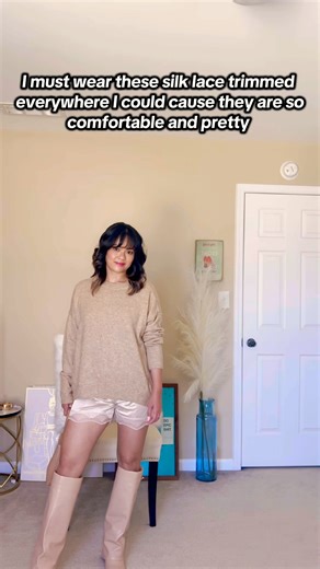 Silk lace trimmed pajamas shorts outfit ideas