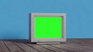 Retro computer monitor set with green screen for chroma