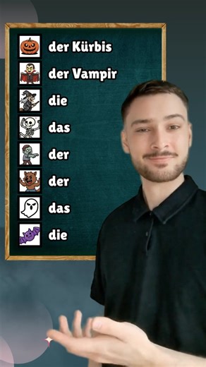 Deutsch mit Alex on Instagram: "🎃 Halloween-Vokabeln auf Deutsch 👻 Lerne wichtige Wörter zum Thema Halloween! Kürbis, Hexe, Vampir, Gespenst und mehr 🕸️ #lernedeutsch #halloween #learngerman #germanvocabulary #deutsch"