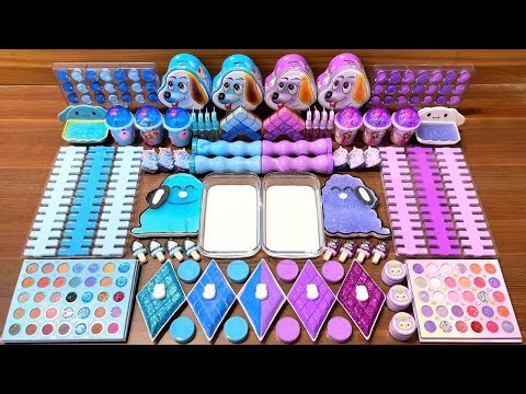 Slime mixing random makeup, nails & clay | Purple vs Blue #118