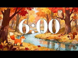 6 Minute Fall Classroom Timer – Fun Autumn Forest Animals | Calm Piano Music | Focus, Study, School